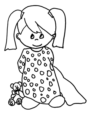 Pajama girl coloring page
